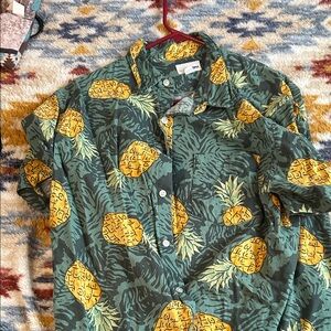 Sonoma Green and Yellow Patterned Shirt